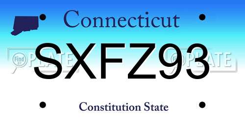 SXFZ93 Connecticut License Plate