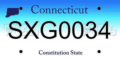SXG0034 Connecticut License Plate