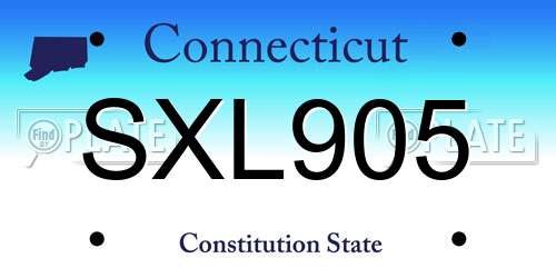 SXL905 Connecticut License Plate