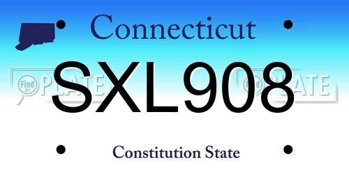 SXL908 Connecticut License Plate