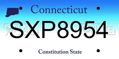 SXP8954 Connecticut License Plate