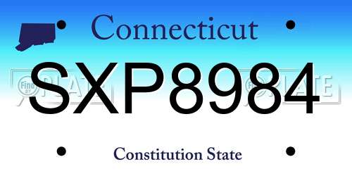 SXP8984 Connecticut License Plate