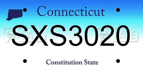 SXS3020 Connecticut License Plate