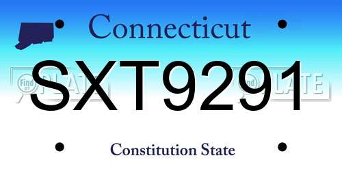 SXT9291 Connecticut License Plate