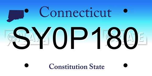 SY0P180 Connecticut License Plate