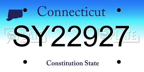 SY22927 Connecticut License Plate