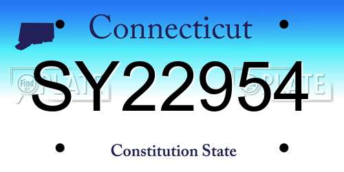 SY22954 Connecticut License Plate