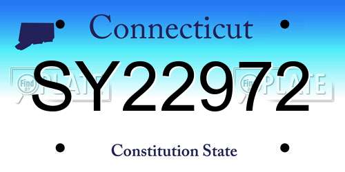 SY22972 Connecticut License Plate