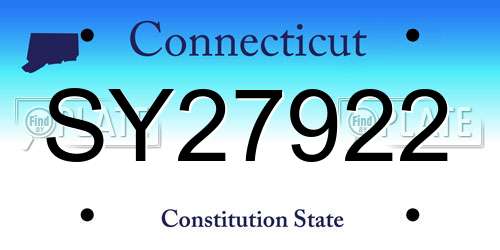 SY27922 Connecticut License Plate