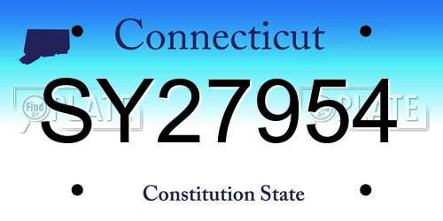 SY27954 Connecticut License Plate