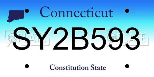 SY2B593 Connecticut License Plate