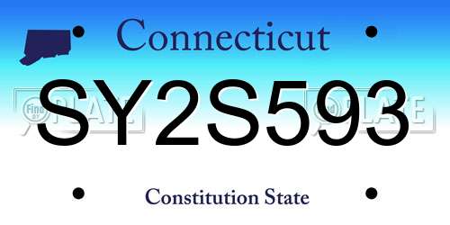 SY2S593 Connecticut License Plate