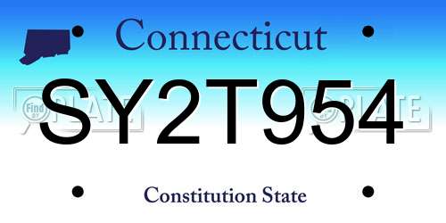 SY2T954 Connecticut License Plate