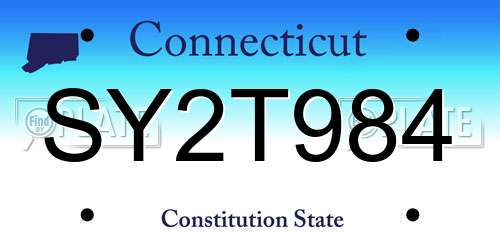 SY2T984 Connecticut License Plate