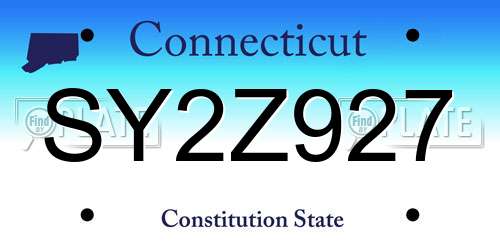 SY2Z927 Connecticut License Plate