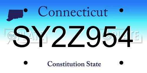 SY2Z954 Connecticut License Plate