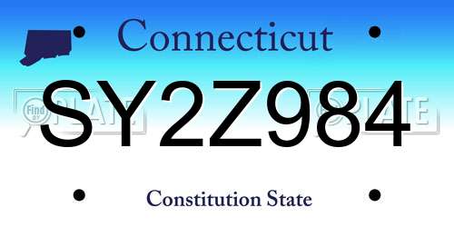 SY2Z984 Connecticut License Plate