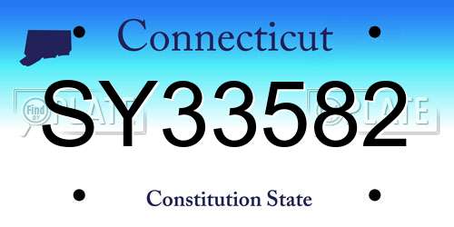 SY33582 Connecticut License Plate