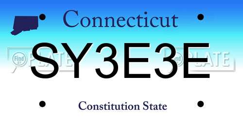 SY3E3E Connecticut License Plate