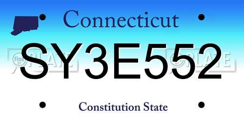 SY3E552 Connecticut License Plate