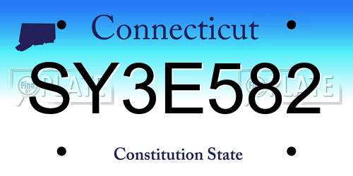 SY3E582 Connecticut License Plate
