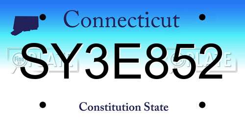 SY3E852 Connecticut License Plate