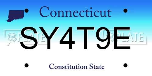 SY4T9E Connecticut License Plate