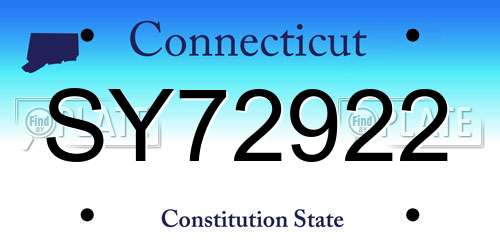 SY72922 Connecticut License Plate
