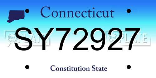 SY72927 Connecticut License Plate