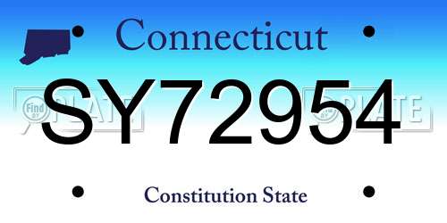 SY72954 Connecticut License Plate