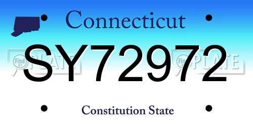 SY72972 Connecticut License Plate