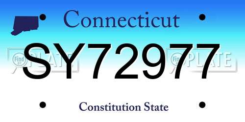 SY72977 Connecticut License Plate