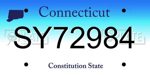 SY72984 Connecticut License Plate