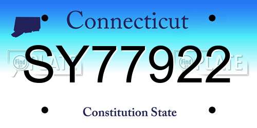 SY77922 Connecticut License Plate
