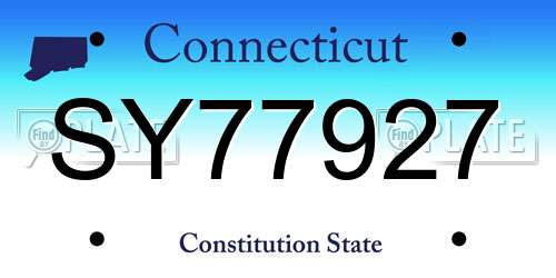 SY77927 Connecticut License Plate
