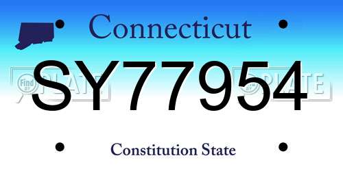 SY77954 Connecticut License Plate