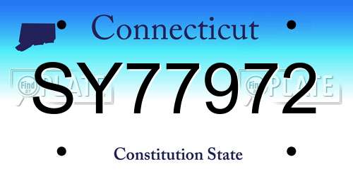 SY77972 Connecticut License Plate