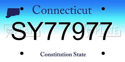 SY77977 Connecticut License Plate