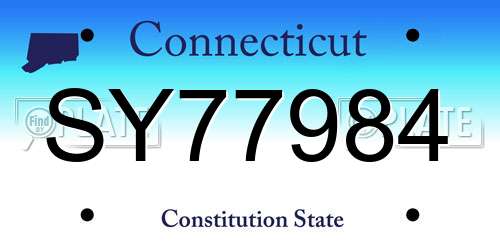 SY77984 Connecticut License Plate
