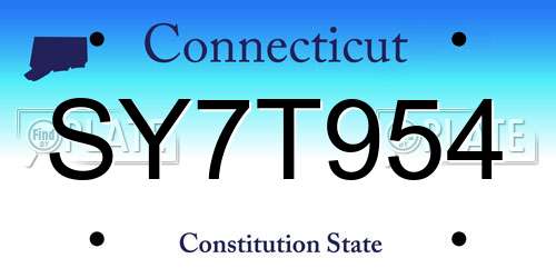 SY7T954 Connecticut License Plate