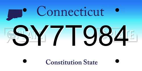 SY7T984 Connecticut License Plate