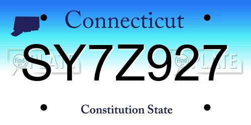 SY7Z927 Connecticut License Plate