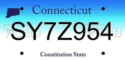 SY7Z954 Connecticut License Plate