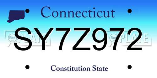 SY7Z972 Connecticut License Plate