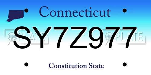 SY7Z977 Connecticut License Plate