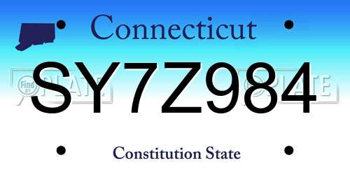 SY7Z984 Connecticut License Plate