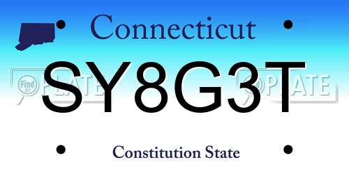 SY8G3T Connecticut License Plate