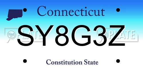SY8G3Z Connecticut License Plate