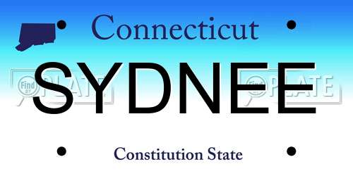 SYDNEE Connecticut License Plate