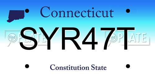 SYR47T Connecticut License Plate